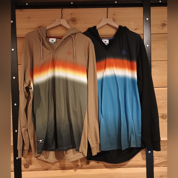 Lrg Other - LRG Lifted Research Group 3XL Two Hooded Long Sleeve Shirts Ombre Brown Blue